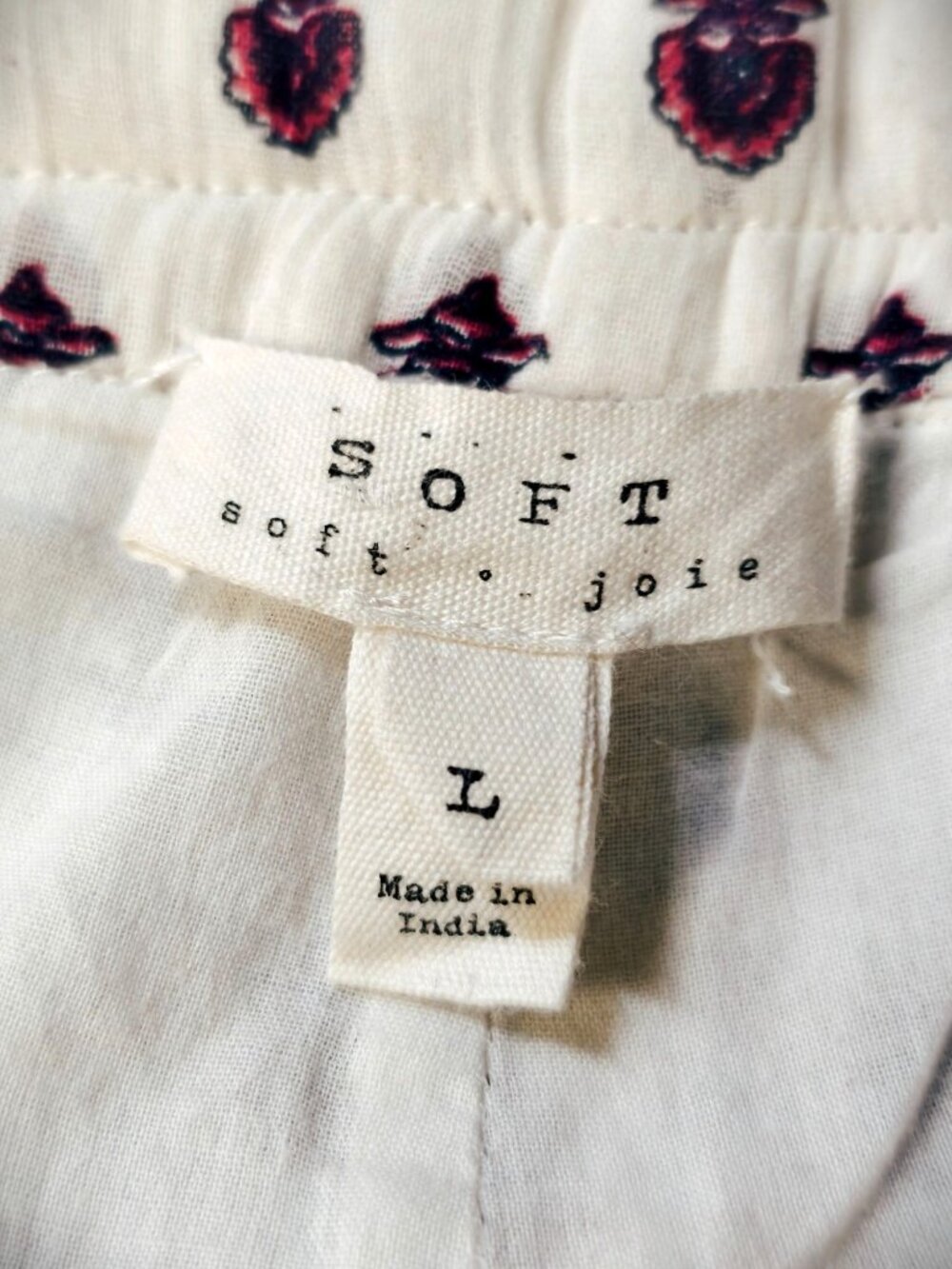 Soft Joie Womens Shorts L Boho White Burgundy Festive Lined Pockets Casual Beach - Picture 7 of 8